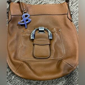 B. Makowsky Tan Leather Crossbody Bag